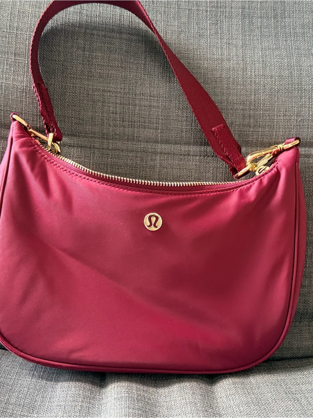 lululemon athletica Burgundy Shoulder Hobo with Gold Hardware